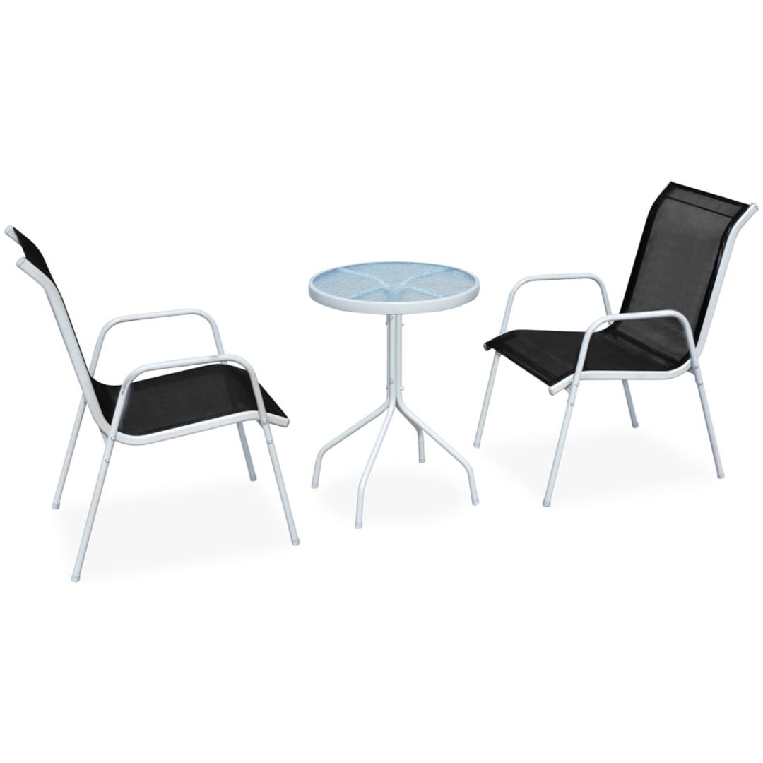 Caféset 3 delar stål svart vidaXL