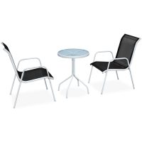 Caféset 3 delar stål svart vidaXL