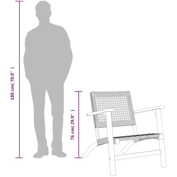 Caféset 3 delar svart konstrotting och massivt akaciaträ vidaXL – bild 11