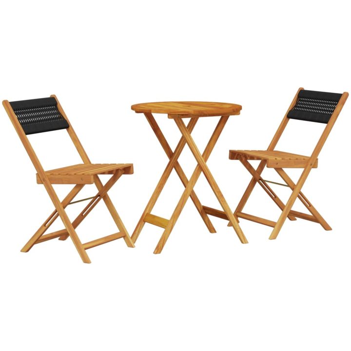 Caféset 3 delar svart polypropen och massivt trä vidaXL 60 x 75 cm – bild 2