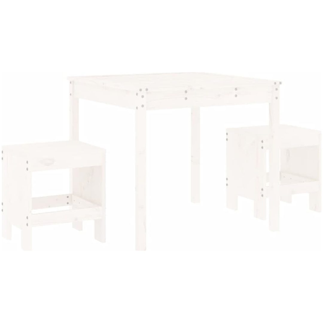 Caféset 3 delar vit massiv furu vidaXL – bild 2