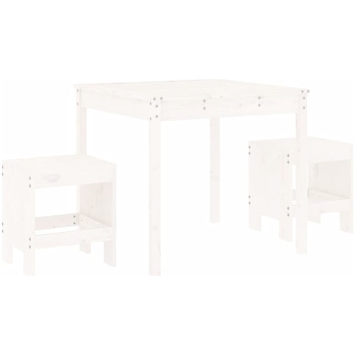 Caféset 3 delar vit massiv furu vidaXL – bild 2