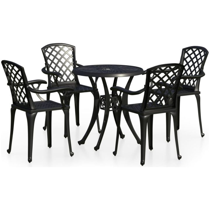 Caféset 5 delar gjuten aluminium svart vidaXL – bild 2