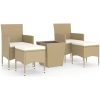 Caféset 5 delar konstrotting och härdat glas beige vidaXL – miniatyr 2