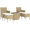 Caféset 5 delar konstrotting och härdat glas beige vidaXL – miniatyr 3