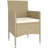 Caféset 5 delar konstrotting och härdat glas beige vidaXL – miniatyr 4
