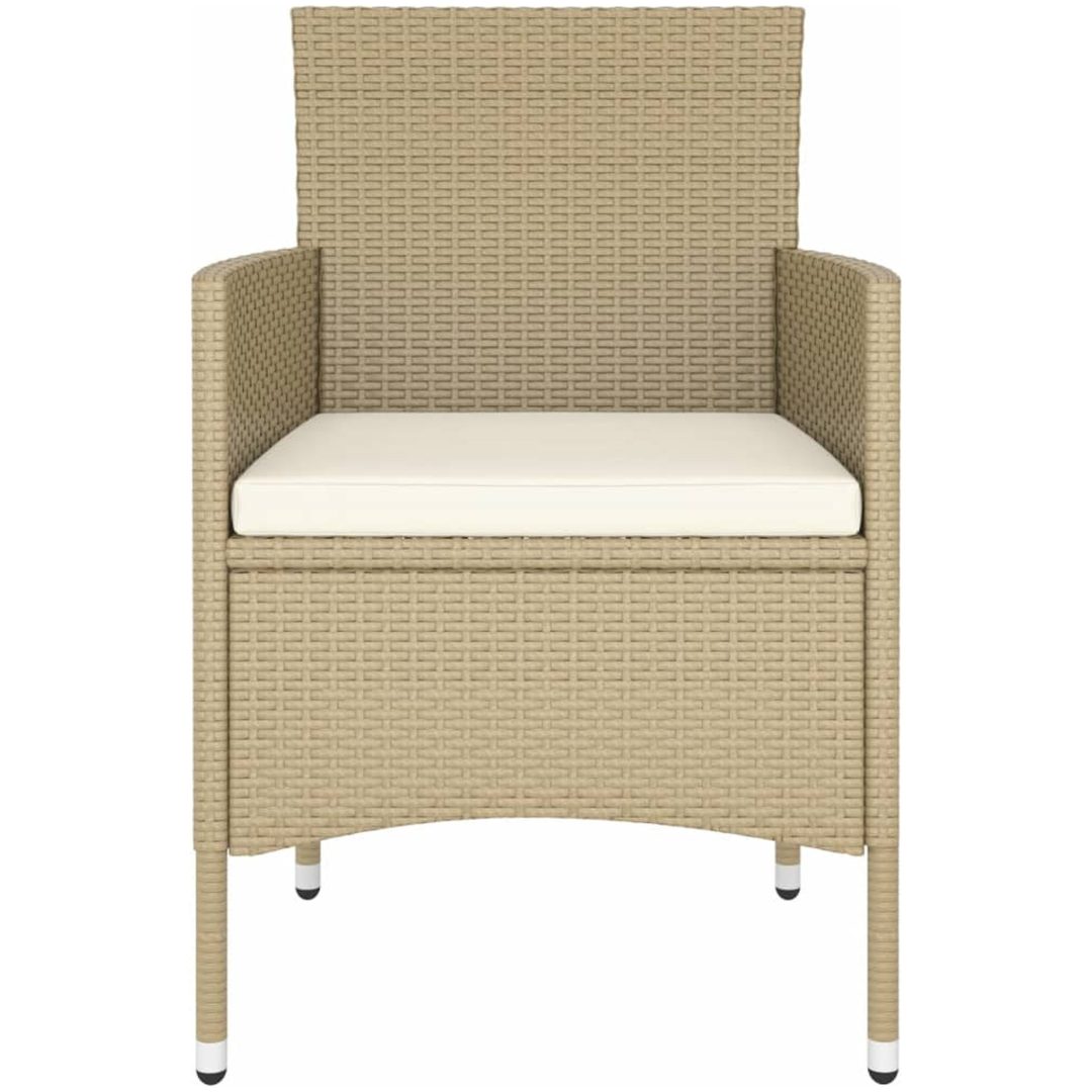 Caféset 5 delar konstrotting och härdat glas beige vidaXL – bild 5