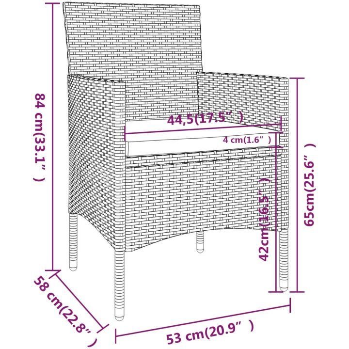 Caféset 5 delar konstrotting och härdat glas beige vidaXL – bild 10