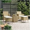 Caféset 5 delar konstrotting och härdat glas beige vidaXL – miniatyr 1