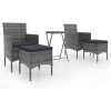 Caféset 5 delar konstrotting och härdat glas grå vidaXL – miniatyr 2
