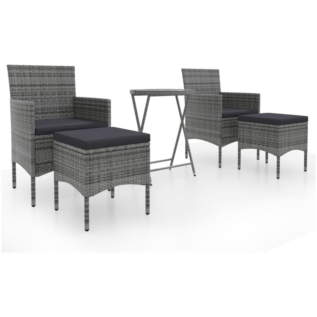 Caféset 5 delar konstrotting och härdat glas grå vidaXL – bild 2
