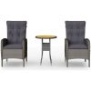 Caféset för trädgården 3 delar konstrotting grå vidaXL ⌀60 cm table – miniatyr 2