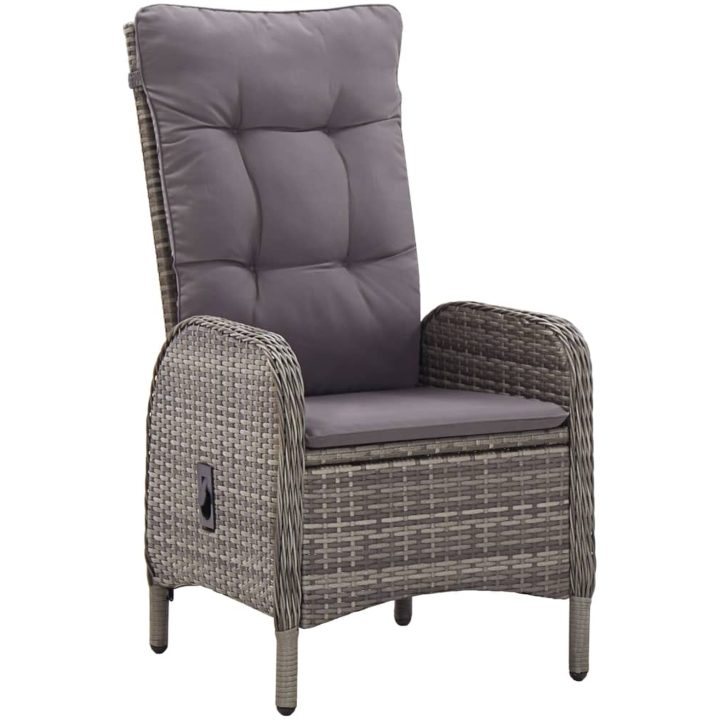 Caféset för trädgården 3 delar konstrotting grå vidaXL ⌀60 cm table – bild 3