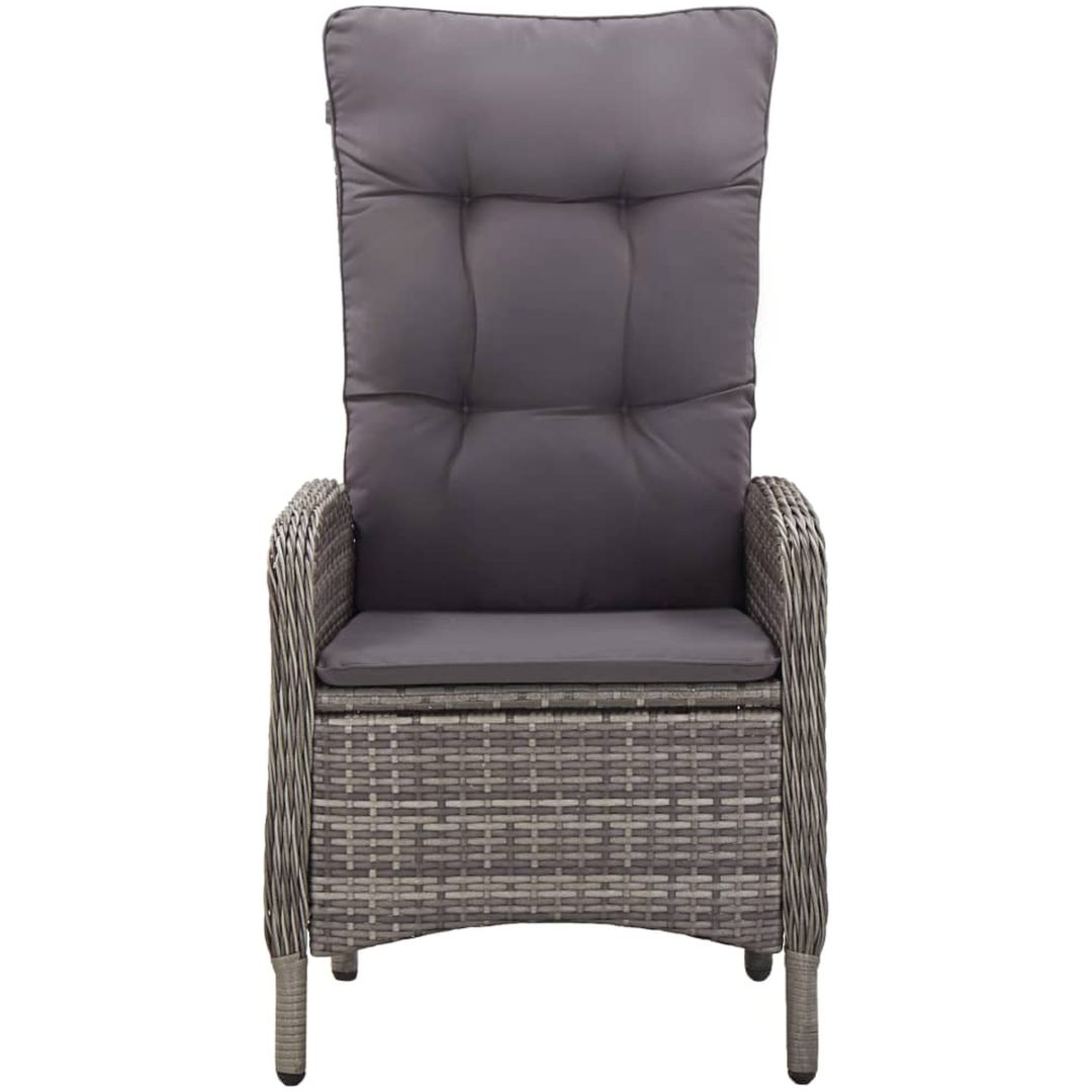 Caféset för trädgården 3 delar konstrotting grå vidaXL ⌀60 cm table – bild 4