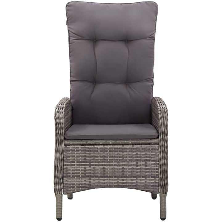Caféset för trädgården 3 delar konstrotting grå vidaXL ⌀60 cm table – bild 4