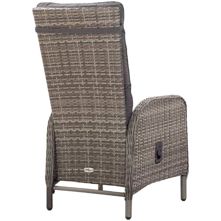 Caféset för trädgården 3 delar konstrotting grå vidaXL ⌀60 cm table – bild 5