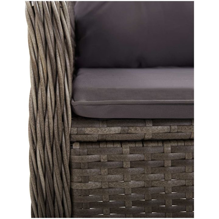 Caféset för trädgården 3 delar konstrotting grå vidaXL ⌀60 cm table – bild 7