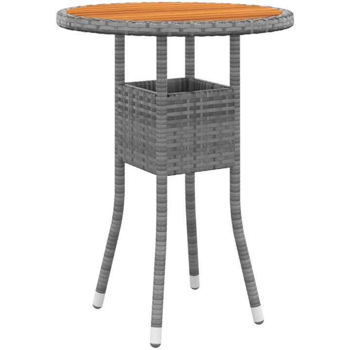 Caféset för trädgården 3 delar konstrotting grå vidaXL ⌀60 cm table – bild 8
