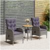 Caféset för trädgården 3 delar konstrotting grå vidaXL ⌀60 cm table – miniatyr 1