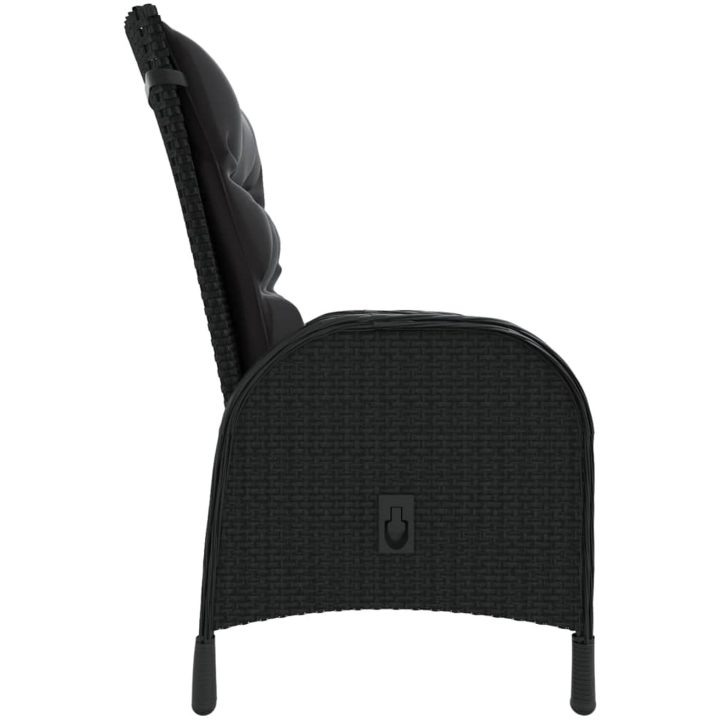 Caféset för trädgården 3 delar konstrotting svart vidaXL ⌀60 cm table – bild 4