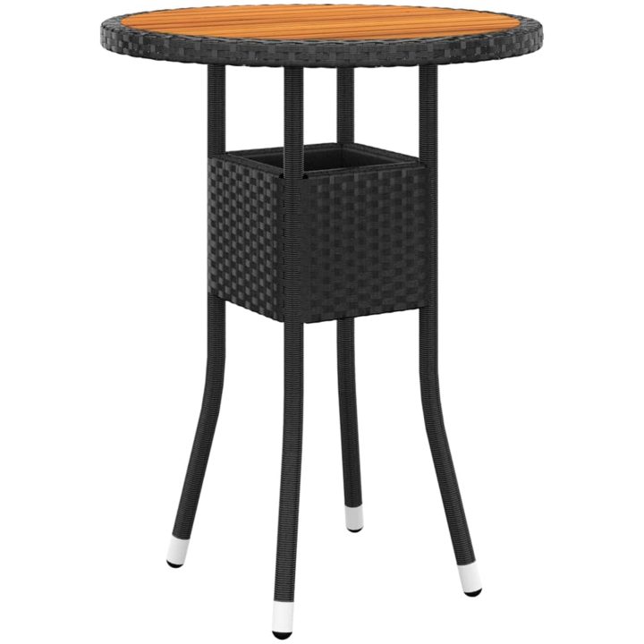 Caféset för trädgården 3 delar konstrotting svart vidaXL ⌀60 cm table – bild 6