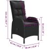 Caféset för trädgården 3 delar konstrotting svart vidaXL ⌀60 cm table – miniatyr 8