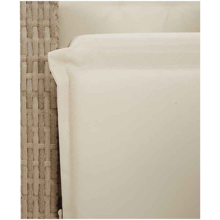 Caféset för trädgården 3 delar med dynor beige konstrotting vidaXL 90 x 90 x 75 cm – bild 5