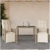 Caféset för trädgården 3 delar med dynor beige konstrotting vidaXL 90 x 90 x 75 cm – miniatyr 1