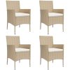 Caféset för trädgården 5 delar med dynor beige konstrotting vidaXL – miniatyr 4