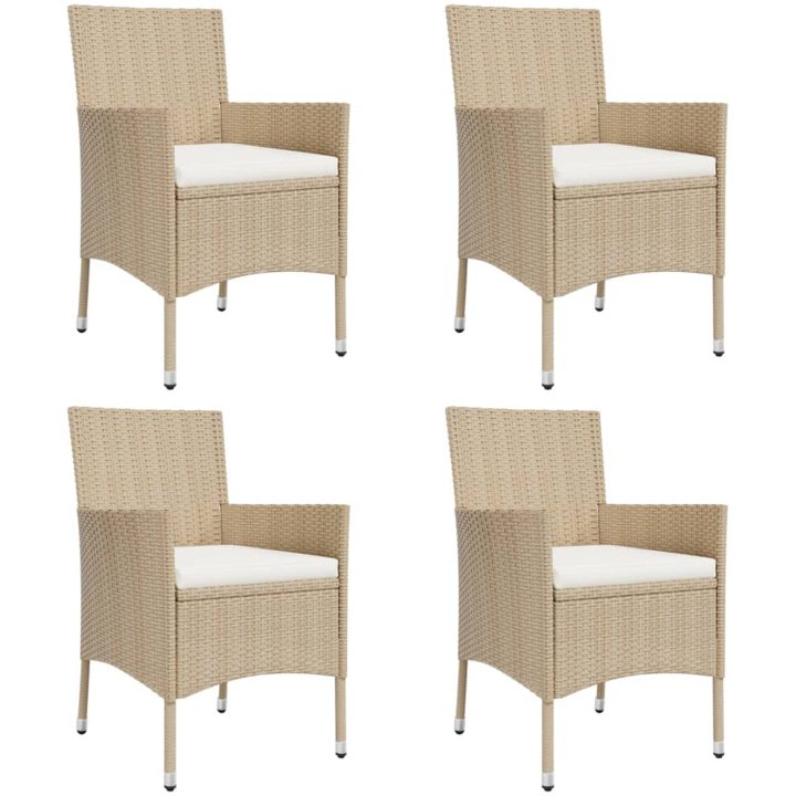 Caféset för trädgården 5 delar med dynor beige konstrotting vidaXL – bild 4