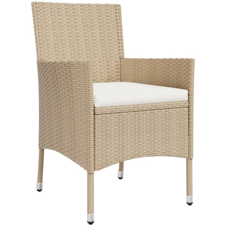 Caféset för trädgården 5 delar med dynor beige konstrotting vidaXL – bild 5