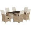 Caféset för trädgården 7 delar med dynor beige konstrotting vidaXL 150 x 90 x 75 cm – miniatyr 2