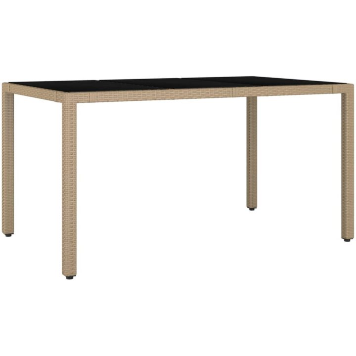 Caféset för trädgården 7 delar med dynor beige konstrotting vidaXL 150 x 90 x 75 cm – bild 4