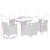 Caféset för trädgården 7 delar med dynor beige konstrotting vidaXL 150 x 90 x 75 cm – miniatyr 7