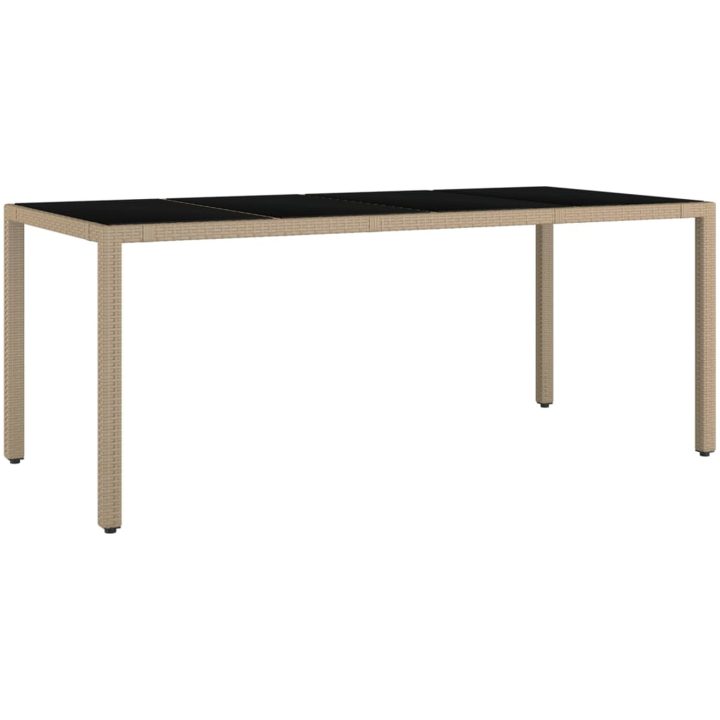 Caféset för trädgården 9 delar med dynor beige konstrotting vidaXL 190 x 90 x 75 cm – bild 4