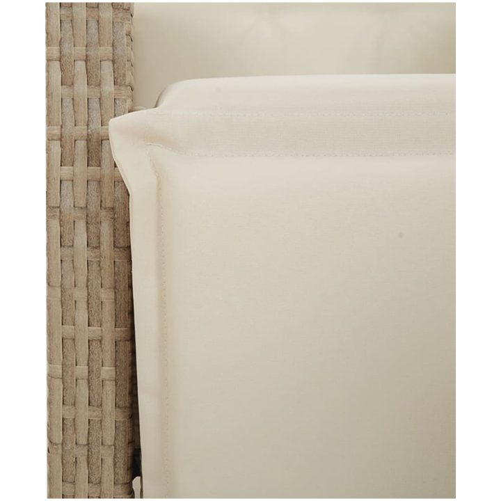 Caféset för trädgården 9 delar med dynor beige konstrotting vidaXL 190 x 90 x 75 cm – bild 6