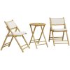 Caféset för trädgården med gräddvita dynor 3 delar bambu vidaXL – miniatyr 2