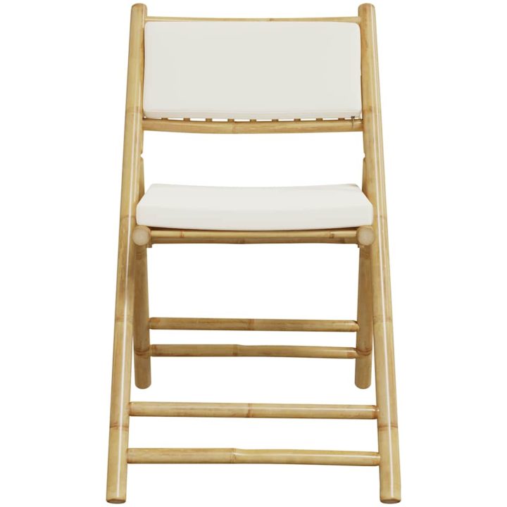 Caféset för trädgården med gräddvita dynor 3 delar bambu vidaXL – bild 6