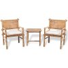 Caféset med dynor 3 delar bambu vidaXL – miniatyr 1
