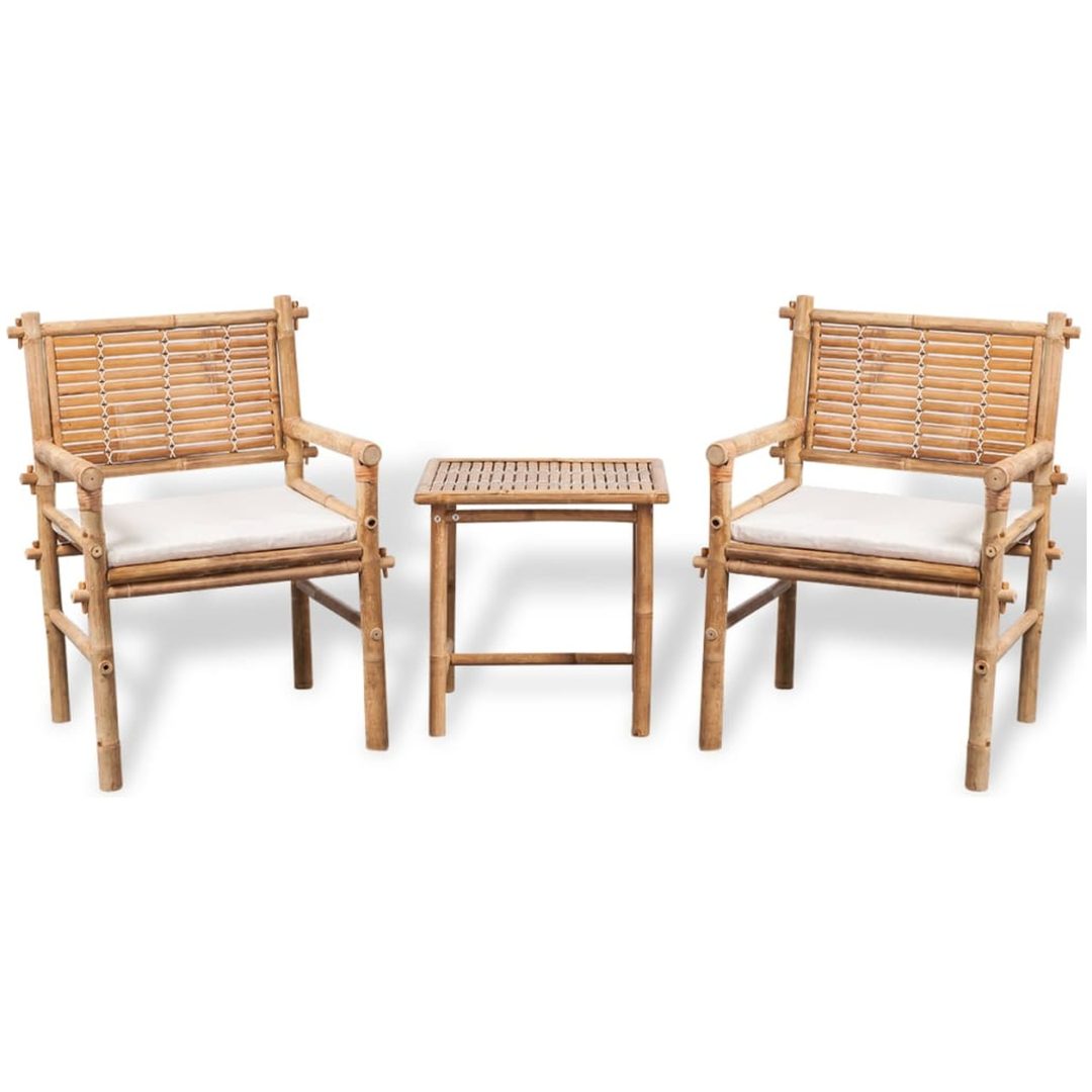 Caféset med dynor 3 delar bambu vidaXL