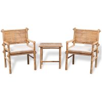 Caféset med dynor 3 delar bambu vidaXL
