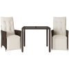 Caféset med dynor 3 delar brun konstrotting vidaXL 90 x 90 x 75 cm – miniatyr 2