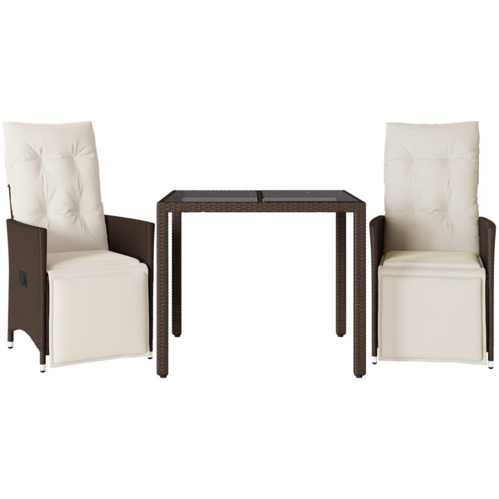 Caféset med dynor 3 delar brun konstrotting vidaXL 90 x 90 x 75 cm – bild 2