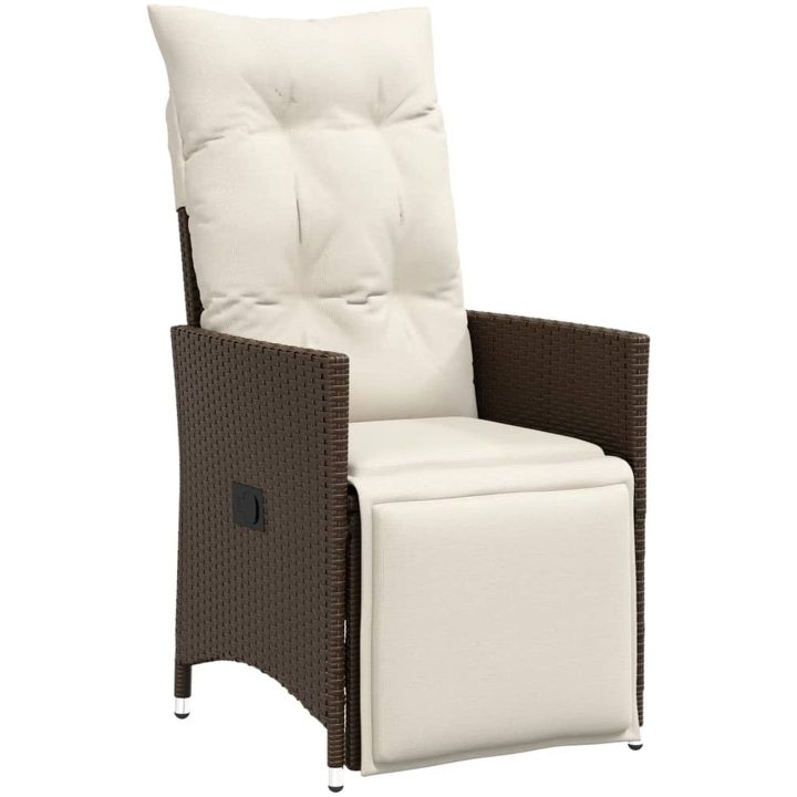 Caféset med dynor 3 delar brun konstrotting vidaXL 90 x 90 x 75 cm – bild 3