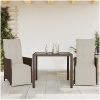 Caféset med dynor 3 delar brun konstrotting vidaXL 90 x 90 x 75 cm – miniatyr 1