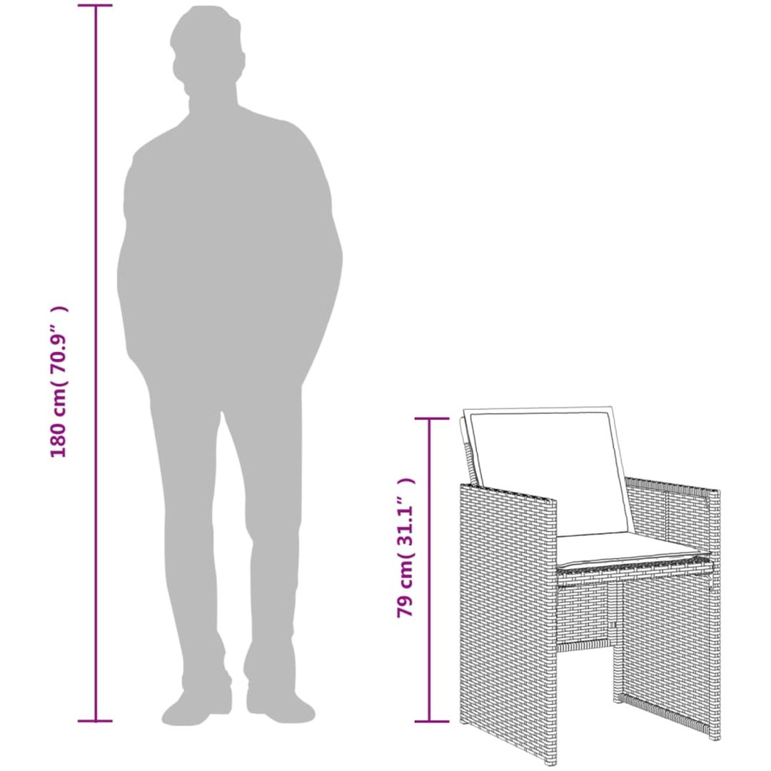 Caféset med dynor 3 delar grå konstrotting vidaXL – bild 12