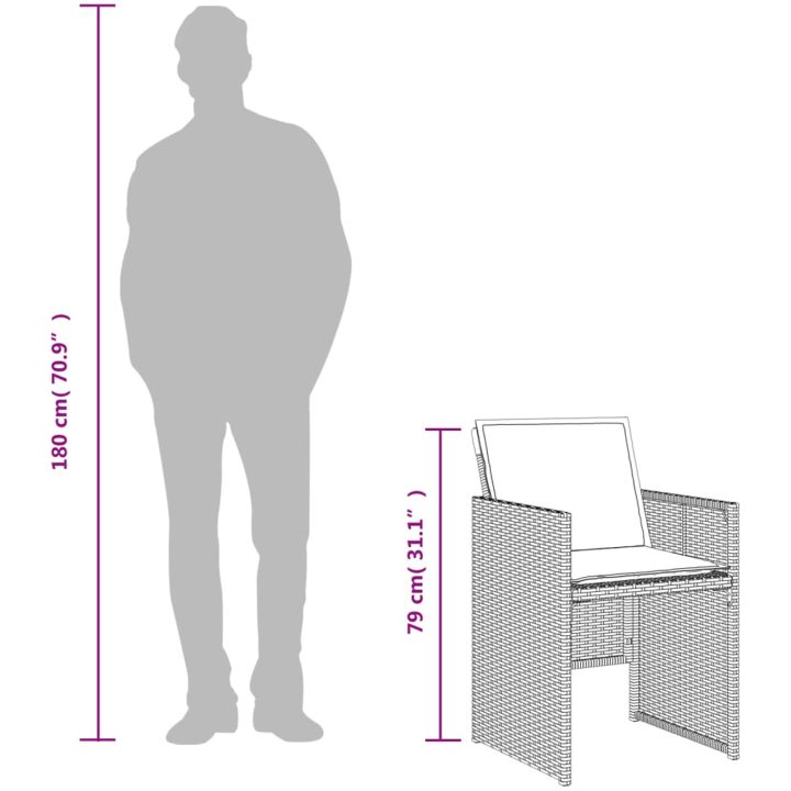Caféset med dynor 3 delar grå konstrotting vidaXL – bild 12