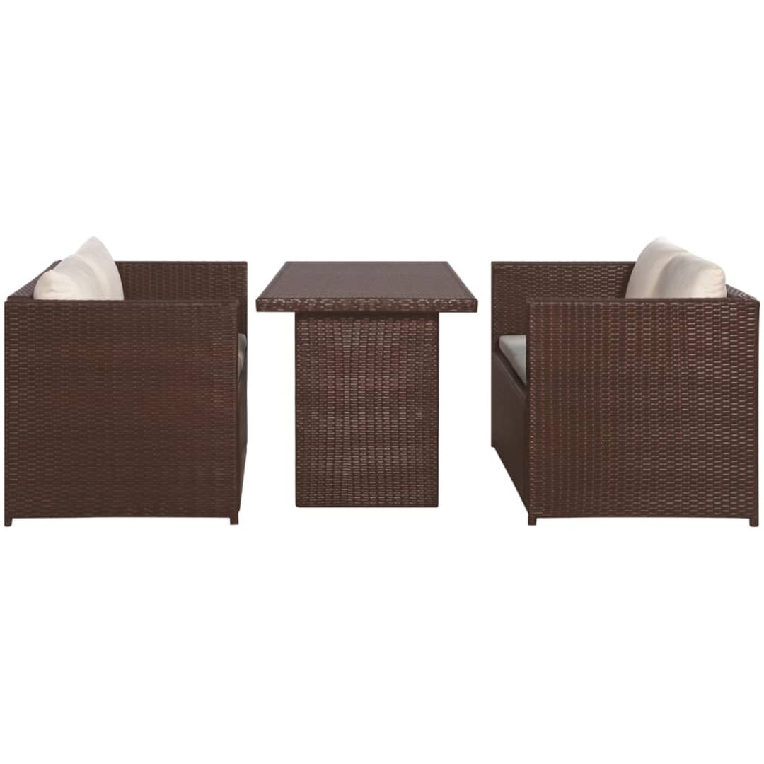 Caféset med dynor 3 delar konstrotting brun vidaXL – bild 2