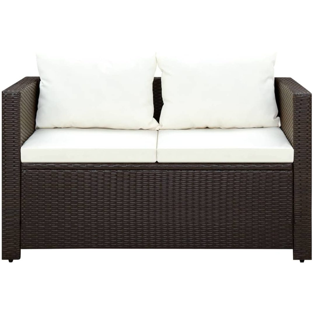 Caféset med dynor 3 delar konstrotting brun vidaXL – bild 3