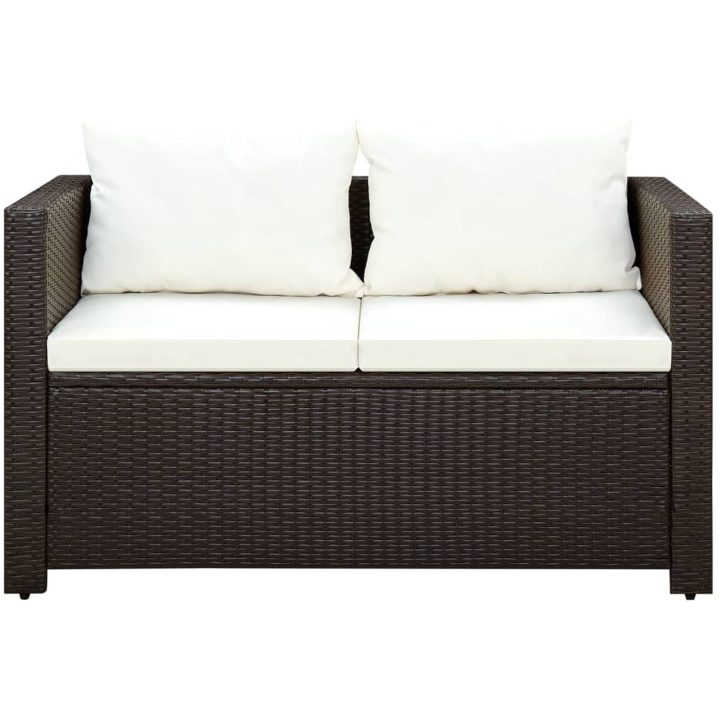 Caféset med dynor 3 delar konstrotting brun vidaXL – bild 3